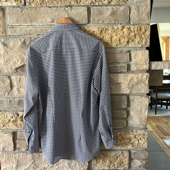 Kirkland Blue Gray and White Gingham Button Down Shirt size Large 16-16.5 32/33 - Picture 9 of 15